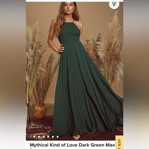 NWT Dark green floor-length Lulu’s gown